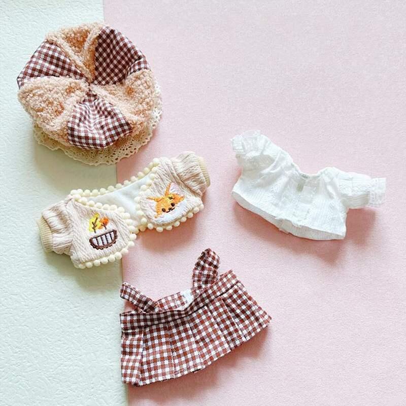 1 Set 20cm Doll Clothes Set Mini Overalls Hat Suits For Cotton Stuffed Dolls Toys Accessories Idol Doll Headwear Clothes Suit 1 Set 20cm Doll Clothes Set Mini Overalls Hat Suits For Cotton Stuffed Dolls Toys Accessories Idol Doll Headwear Clothes Suit